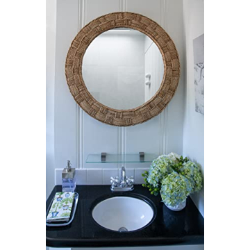 KOUBOO Round Rope Wall Mirror, Chequered, Beige/Natural