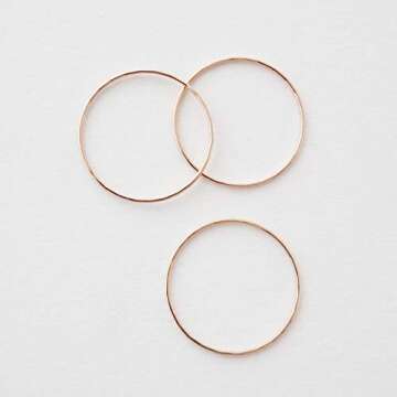 Honeycat Super Skinny Hammered or Smooth Stacking Rings Trio Set in Gold, Rose Gold, or Silver | Min...