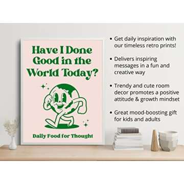 Retro Poster Wall Art Print, Motivational Posters, Trendy Wall Décor Posters, Pink and Green Pastel Wall Décor, Cute Posters for Room Aesthetic, Retro 60s 70s Poster, Cool Wall Décor for Bedroom