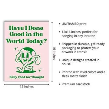 Retro Poster Wall Art Print, Motivational Posters, Trendy Wall Décor Posters, Pink and Green Pastel Wall Décor, Cute Posters for Room Aesthetic, Retro 60s 70s Poster, Cool Wall Décor for Bedroom