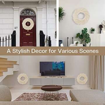 Ureymx 24'' Pampas Grass Wreath, Pampas Wreath, Boho Wreath, Artificial Pampas Wreath for All Season...