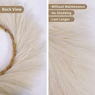 Ureymx 24'' Pampas Grass Wreath, Pampas Wreath, Boho Wreath, Artificial Pampas Wreath for All Seasons, Boho Wall Decor, Farmhouse Pampas Grass Garland (Beige, 1)