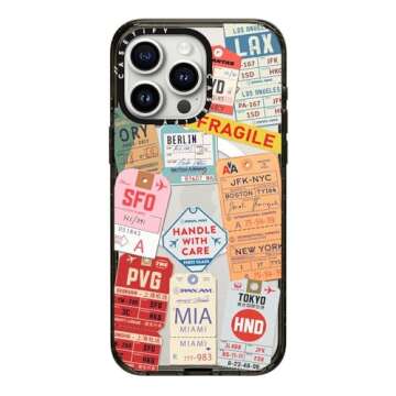 CASETiFY Impact iPhone 15 Pro Max Case [4X Military Grade Drop Tested / 8.2ft Drop Protection/Compatible with Magsafe] - Stickers Prints - AirTags - Clear Black