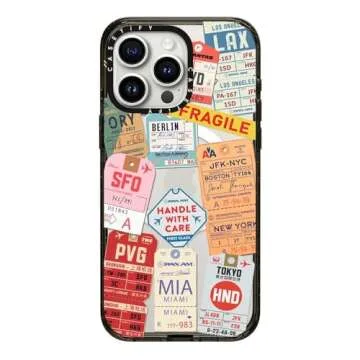 CASETiFY Impact iPhone 15 Pro Max Case [4X Military Grade Drop Tested / 8.2ft Drop Protection/Compatible with Magsafe] - Stickers Prints - AirTags - Clear Black