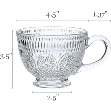 Kingrol Vintage Glass Coffee Mugs Set of 6 - Durable & Stylish