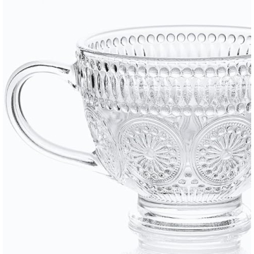 Kingrol Vintage Glass Coffee Mugs Set of 6 - Durable & Stylish