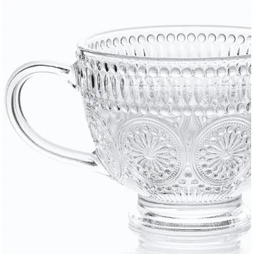 Kingrol Vintage Glass Coffee Mugs Set of 6 - Durable & Stylish