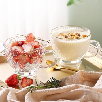 Kingrol Vintage Glass Coffee Mugs Set of 6 - Durable & Stylish