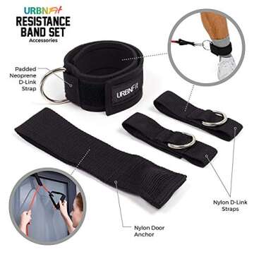 Resistance Bands Set (12 Piece) Includes Door Anchor, Ankle, Wrist Strap, Exercise Guide and Carrying Bag For Strengthening and Training (Pro Series)