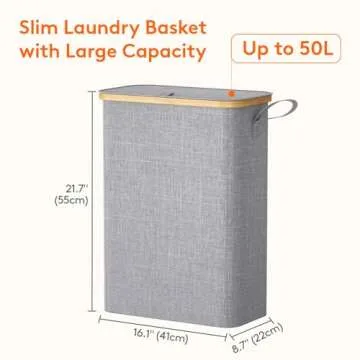 Lifewit 50L Slim Laundry Hamper - Ideal for Small Spaces