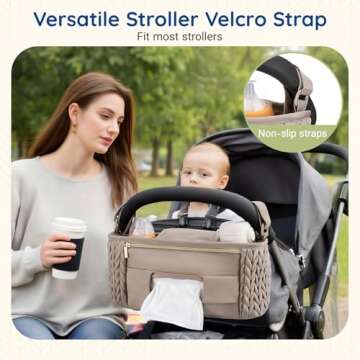 mommore Stroller Organizer with Insulated Cup Holders, Universal Stroller Caddy with Detachable Phon...