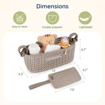 mommore Stroller Organizer with Insulated Cup Holders, Universal Stroller Caddy with Detachable Phone Bag, Stroller Accessories Fits for Uppababy, Doona, Jogger, Britax, Mompush, Bob