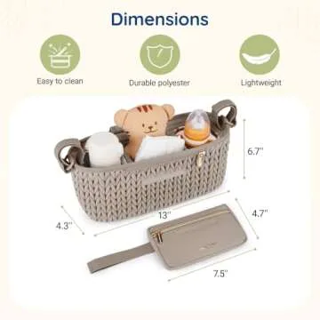 mommore Stroller Organizer with Insulated Cup Holders, Universal Stroller Caddy with Detachable Phone Bag, Stroller Accessories Fits for Uppababy, Doona, Jogger, Britax, Mompush, Bob