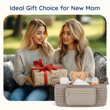 mommore Stroller Organizer with Insulated Cup Holders, Universal Stroller Caddy with Detachable Phone Bag, Stroller Accessories Fits for Uppababy, Doona, Jogger, Britax, Mompush, Bob