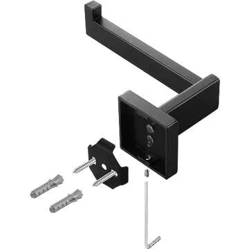 HITSLAM Matte Black Toilet Paper Holder Wall Mount Premium 304 Stainless Steel Square Toilet Paper Roll Holder for Bathroom Rustproof