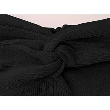 Meladyan Women Twist Knot Front Solid Knit Bandeau Tube Top Sexy Strapless Sleeveless Slim Fit Crop Tank Bustier Black