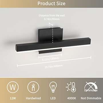 Joossnwell LED Bathroom Vanity Lighting Fixture 15.75inch