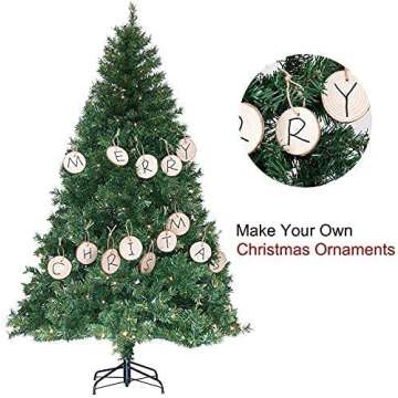 Wood Ornaments 30 Pcs 2.3-2.8 Inches, Gbivbe Wood Slices Unfinished Natural Wooden Predrilled Wood C...