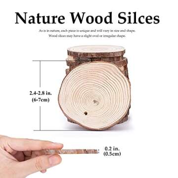 Wood Ornaments 30 Pcs 2.3-2.8 Inches, Gbivbe Wood Slices Unfinished Natural Wooden Predrilled Wood Craft Kit with Hole Wooden Circles Tree Slices for Arts and Crafts, Christmas Ornament DIY Crafts