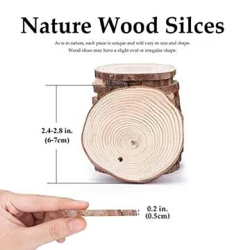 Wood Ornaments 30 Pcs 2.3-2.8 Inches, Gbivbe Wood Slices Unfinished Natural Wooden Predrilled Wood Craft Kit with Hole Wooden Circles Tree Slices for Arts and Crafts, Christmas Ornament DIY Crafts