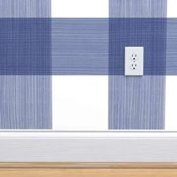 Spoonflower Navy Buffalo Plaid Stick Wallpaper Swatch