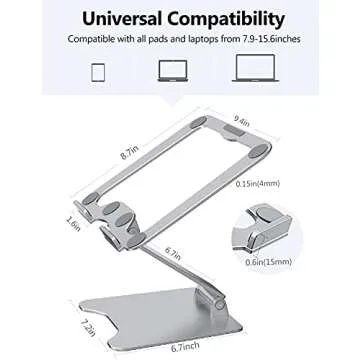 Letlar Laptop Stand Adjustable, Laptop Holder, Aluminum Laptop Riser Stand for Desk, Adjustable Height 1.9"-12", Compatible with MacBook, Air, Pro, Dell XPS, Samsung, All Laptops 8-15.6 Inches-Silver
