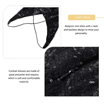 Black Sequin Party Dress V Neck Backless Bodycon Women