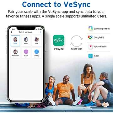 Etekcity Smart Digital Bathroom Weight Scale, Scales for Body Weight and Fat, Wellness Bluetooth Health Monitor, 12.2 x 12.2 inches, White