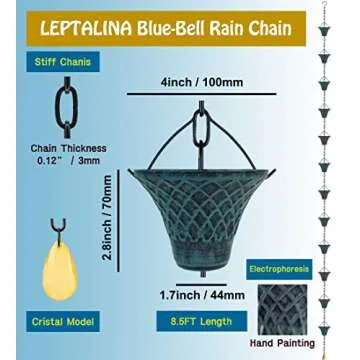 Elegant 8.5FT Bell Rain Chains - Durable & Stylish Garden Decor