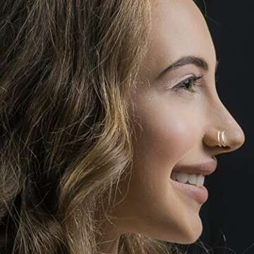 7mm Small Spiral Nose Rings Hoops for Women Men,14K Gold Filled, 20g, Thin Small Double Nose Hoop Ri...