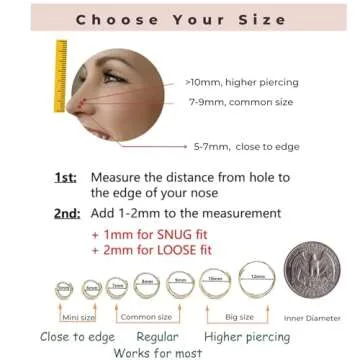 7mm Small Spiral Nose Rings Hoops for Women Men,14K Gold Filled, 20g, Thin Small Double Nose Hoop Ring for Single Piercing, Dainty Nostril Nose Jewelry, Handmade in USA（7 mm 20 Guage, Right Side）