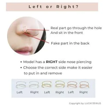 7mm Small Spiral Nose Rings Hoops for Women Men,14K Gold Filled, 20g, Thin Small Double Nose Hoop Ring for Single Piercing, Dainty Nostril Nose Jewelry, Handmade in USA（7 mm 20 Guage, Right Side）