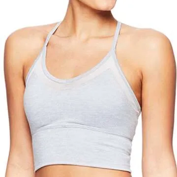 Gaiam Women's Strappy Wireless Bralette - Medium Impact Longline Racerback Workout & Yoga Sports Bra