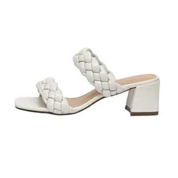 CUSHIONAIRE Women's Onyx braided Heel Sandal +Memory Foam, Wide Widths Available, Ivory 9