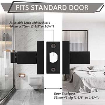 Probrico 5 Pack Privacy Door Handles,Heavy Duty Matte Black Door Lever Hardware,Keyless Interior Doo...