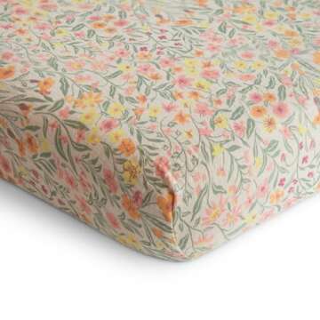 mushie Extra Soft Muslin Fitted Crib Sheet | 192 Thread Count | 28"x 52" (Pastel Blooms)