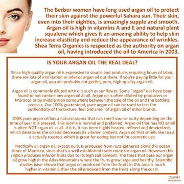 Shea Terra Moroccan Argan Cold-Pressed Extra Virgin Oil | Nutrient-Rich, All Natural & Organic Oil with Anti-Aging Vitamin A and E to Increase Skin Elasticity and Condition Dry & Damaged Hair – 4 oz