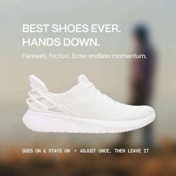 Kizik Athens White M7 / W8.5 Slip-On Sneakers, Casual Shoes for Women and Men, Comfortable and Stylish Womens and Mens Shoes for Work, Walking, The Office, and More, Womens and Mens Slip on Sneakers