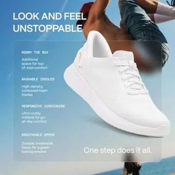 Kizik Athens White M7 / W8.5 Slip-On Sneakers, Casual Shoes for Women and Men, Comfortable and Stylish Womens and Mens Shoes for Work, Walking, The Office, and More, Womens and Mens Slip on Sneakers