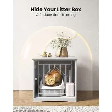 HAPPAWS Cat Litter Box Enclosure Furniture, Modern Cat Box Furniture Hidden, Sturdy Wooden Night Stand & Cat House Side Table, Easy Assembly, Fit Most of Litter Box, White