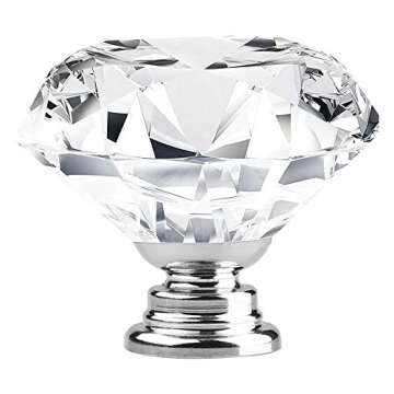 Attom Tech Home 12 PCS 40mm Crystal Clear Glass Cabinet Drawer Pulls, Diamond Shape Knobs