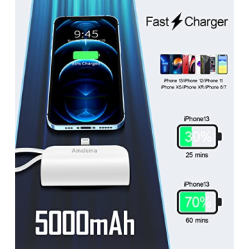 Amelema 5000mAh Mini Power Bank iPhone Charger