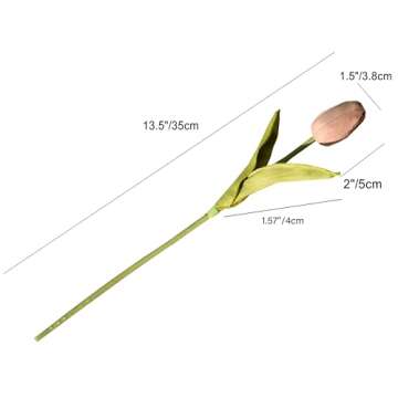 Mandy's 20pcs Brown Artificial Tulip Silk Fake Flowers 13.5" for New Year Spring Mother's Day Easter...