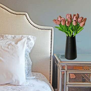 Mandy's 20pcs Brown Artificial Tulip Silk Fake Flowers 13.5" for New Year Spring Mother's Day Easter Gifts in Bulk Home Kitchen Wedding Decorations