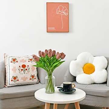 Mandy's 20pcs Brown Artificial Tulip Silk Fake Flowers 13.5" for New Year Spring Mother's Day Easter Gifts in Bulk Home Kitchen Wedding Decorations