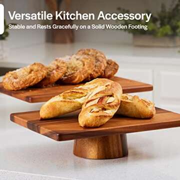 Villa Acacia Cake Stand - Rustic Wood for Desserts