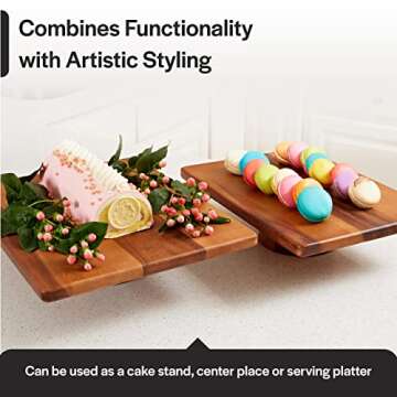 Villa Acacia Cake Stand - Rustic Wood for Desserts