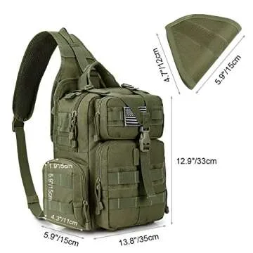 G4Free Tactical EDC Sling Bag Backpack with Adjustable Holster Military Shoulder Backpack for Men （New Army Green）