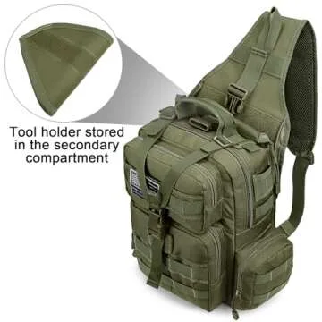 G4Free Tactical EDC Sling Bag Backpack with Adjustable Holster Military Shoulder Backpack for Men （New Army Green）