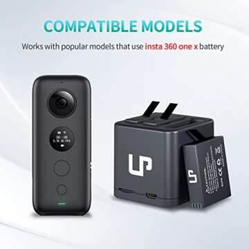 Insta360 ONE X Battery Charger Pack, Compatible with Insta360 ONE X Action Camera, LP 3-Pack Replace...
